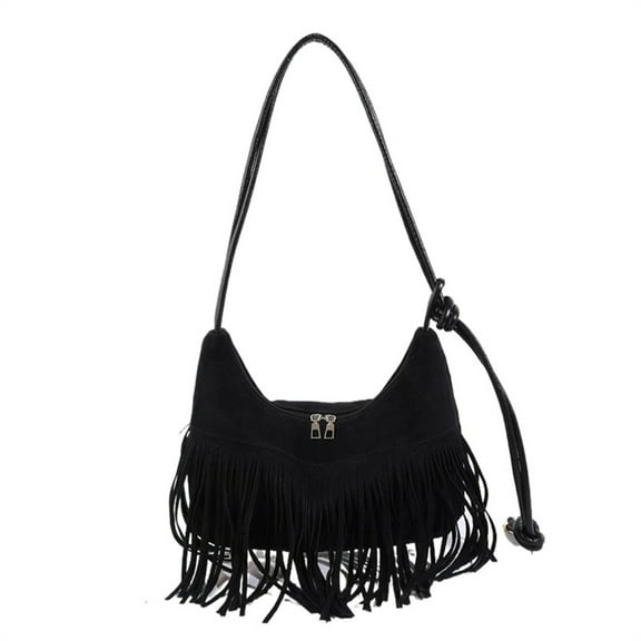 Huhudde Large Capacity Underarm Bag for Women Crossbody Bag Stylish Shoulder Bag Trendy Commuting Bag Retro Tassels Armpit Bag