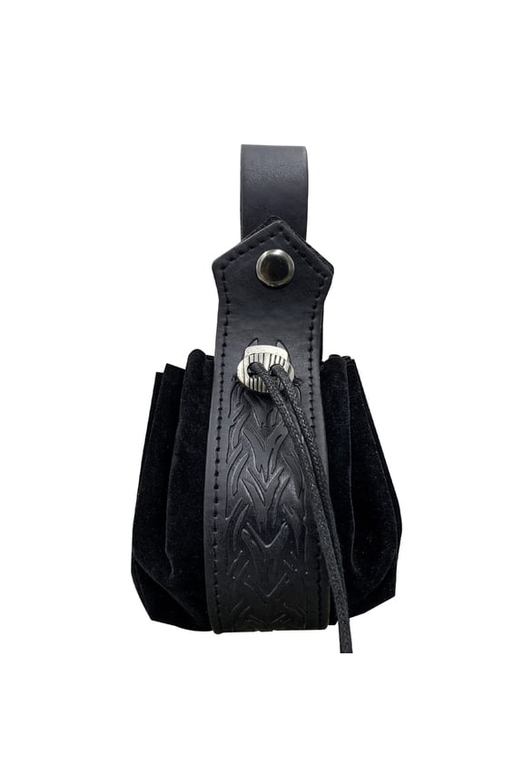 Medieval Belt Pouch Leathers Drawstring Bag Portable Purse Vintage Costume Waist Bag for Fantasy Event, Cosplay Party
