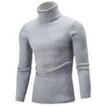 thumbnail image 1 of Huhudde Men Turtleneck Sweaters Fashion Cable Knitted Pullovers Basic Solid Jumper Top, 1 of 13
