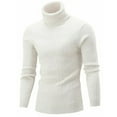 thumbnail image 1 of Huhudde Men Turtleneck Sweaters Fashion Cable Knitted Pullovers Basic Solid Jumper Top, 1 of 13