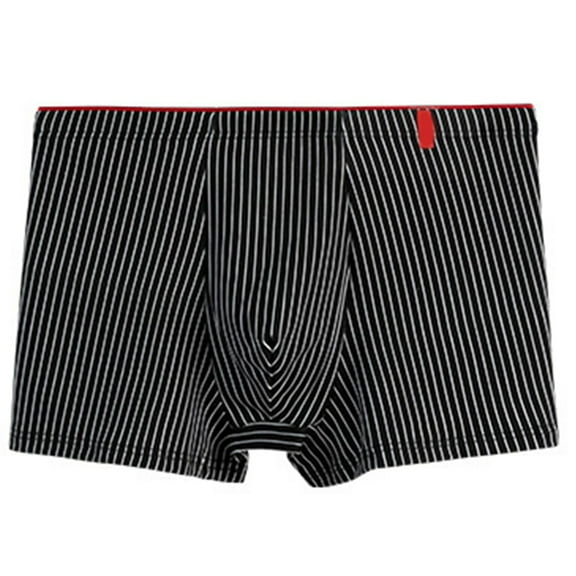 Huhudde Men's Boxers Shorts In Milk Silk Fabric Breathable Underwear Stripes Boxers Briefs Underpants for Daily Wear and Travel