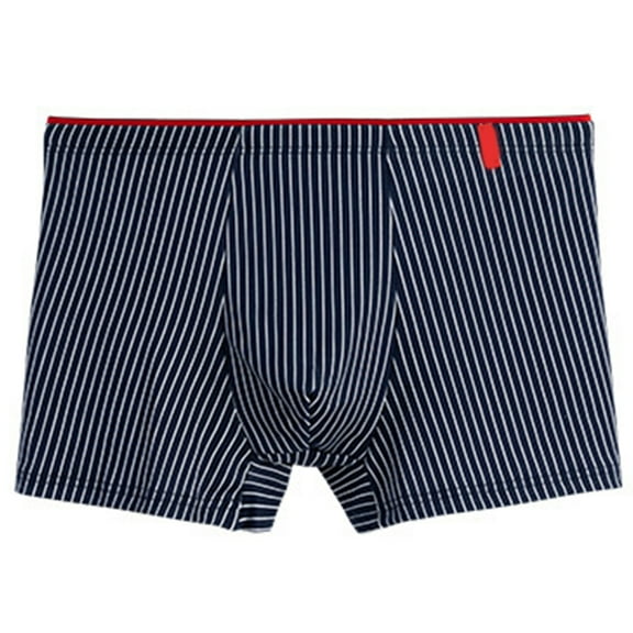 Huhudde Men's Boxers Shorts In Milk Silk Fabric Breathable Underwear Stripes Boxers Briefs Underpants for Daily Wear and Travel