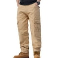 thumbnail image 1 of Huhudde Men's Straight Leg Work Pants Functional Pockets Comfortable Cargo Trousers Polyester Blend Wear Outdoor Activity, 1 of 20