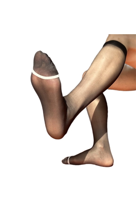 Mens Business Suit Dress Socks Thin Nylon See Through Knee Length Stockings for Formal Occasion and Daily Wear