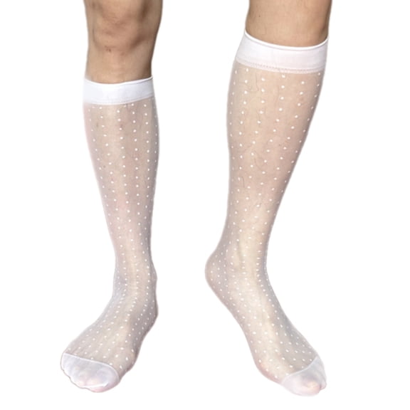 Huhudde Mens Thin Dress Socks Silk Sheer Business Socks Soft Nylon Work Trouser Socks Over the Calf Socks Knee Highs Dress Socks