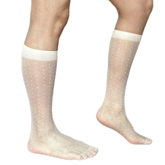 Huhudde Mens Thin Dress Socks Silk Sheer Business Socks Soft Nylon Work Trouser Socks Over the Calf Socks Knee Highs Dress Socks