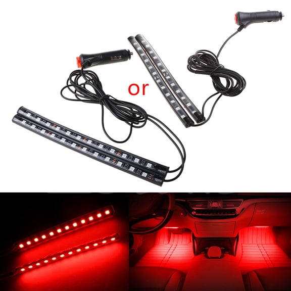 Huhudde New White 2X12 LED Car Interior Footwell Floor Decor Atmosphere Light Neon Strip