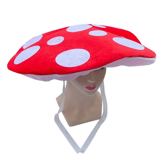 Huhudde Novelty Mushroom Shape Soft Flannel Hat with Adjustable Belt Fun Dressingup Accessories For Women Men Stage Performances