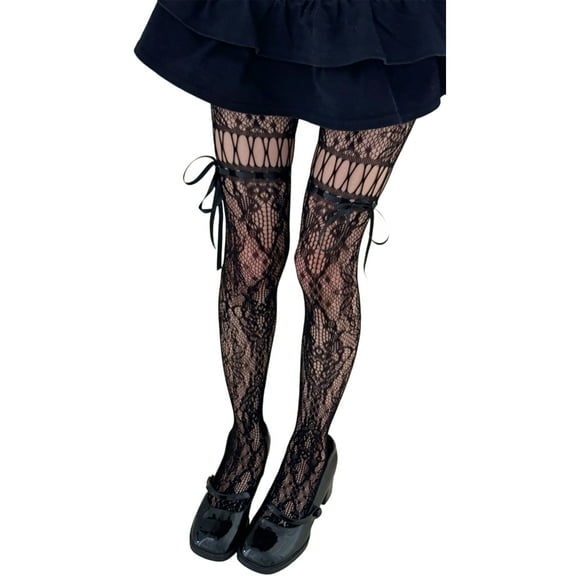 Huhudde Patterned Tights Thigh High Stockings Garter Belt Fishnets Stockings Suspender Pantyhose Tights Hosiery for Women Girls