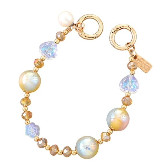 Huhudde Phone Beaded Phone Lanyard Wrist Strap Heart Shaped Beaded Phone Chain Strap for Women