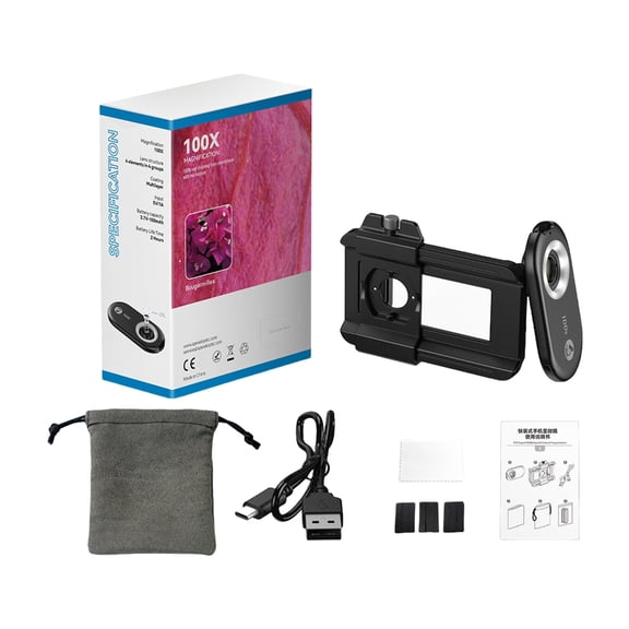 Huhudde Portable Pocket Digital Microscope Zoom Lens with Adjustable LED Light Portable Smartphone Camera for Phone