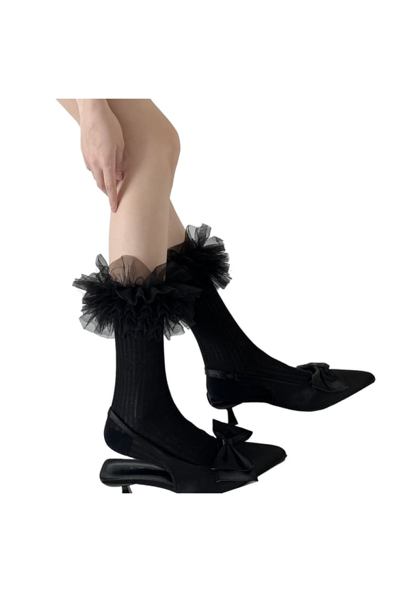 Princesses Socks Ballet Styles Ankle Socks Sweet Ruffle Frilly Crews Socks Loose Socks Cotton Booties Socks