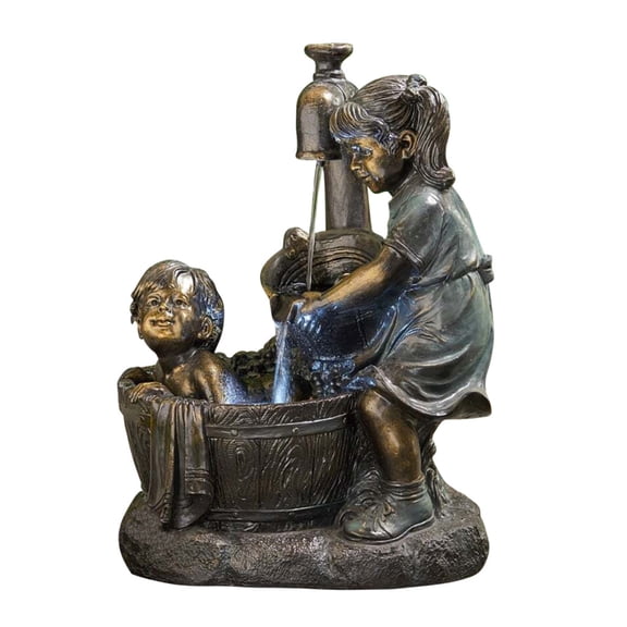 Huhudde Resin Jar Boy Girl Whimsical Flower Bed Yard Outdoor Sculpture Decor Ornament Art Craft Landscaping Yard Decoration