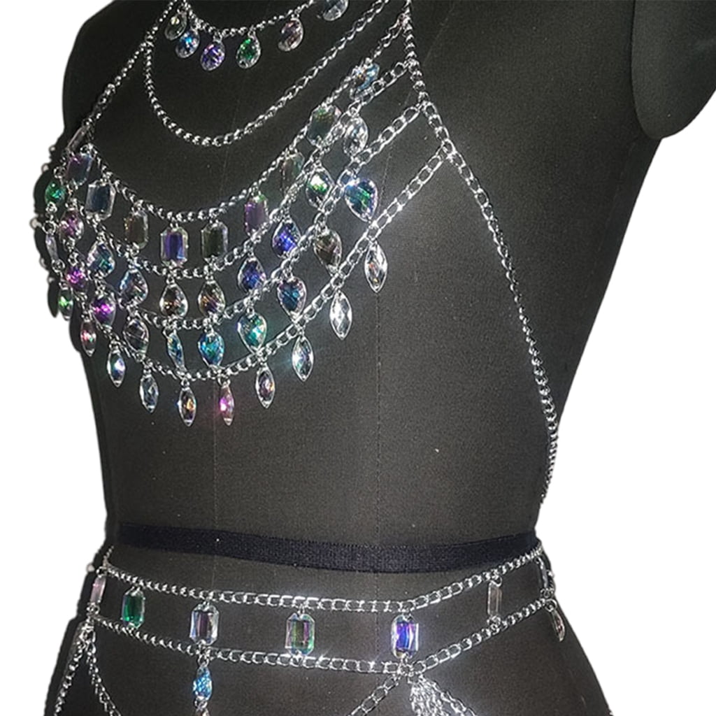 Body Chain Accessory Huhudde Rhinestones Body Chain Crystal Chest Chain Bra Top Waist Chains ...