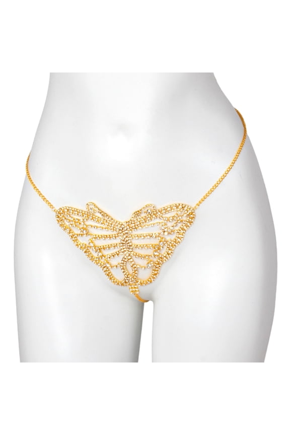 Rhinestones Body Chain Thong Panties Jewelry Beach Crystal Waist Belly Chain Festival Raves Party G-String for Women