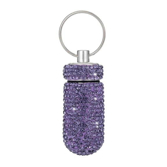 Huhudde Rhinestones Pills Holder Aluminum Alloy Medicine Container for Easy Carrying