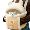 thumbnail image 1 of Huhudde Soft Plush Cat Backpack Carrier Dog Travel Bag Pet Winter Outdoor Carriers Bag, 1 of 19