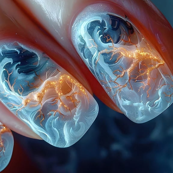 Huhudde Square Press On Nails Flame Fake Nails Glues On Nails Artificial Acrylic Nails 24pcs Stick On Nails for Women Girl