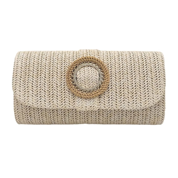 Huhudde Straw Clutches Handbag Summers Beach Straw Purse Women Woven Envelope Bag Straw Shoulder Crossbody Bag Evening Handbag