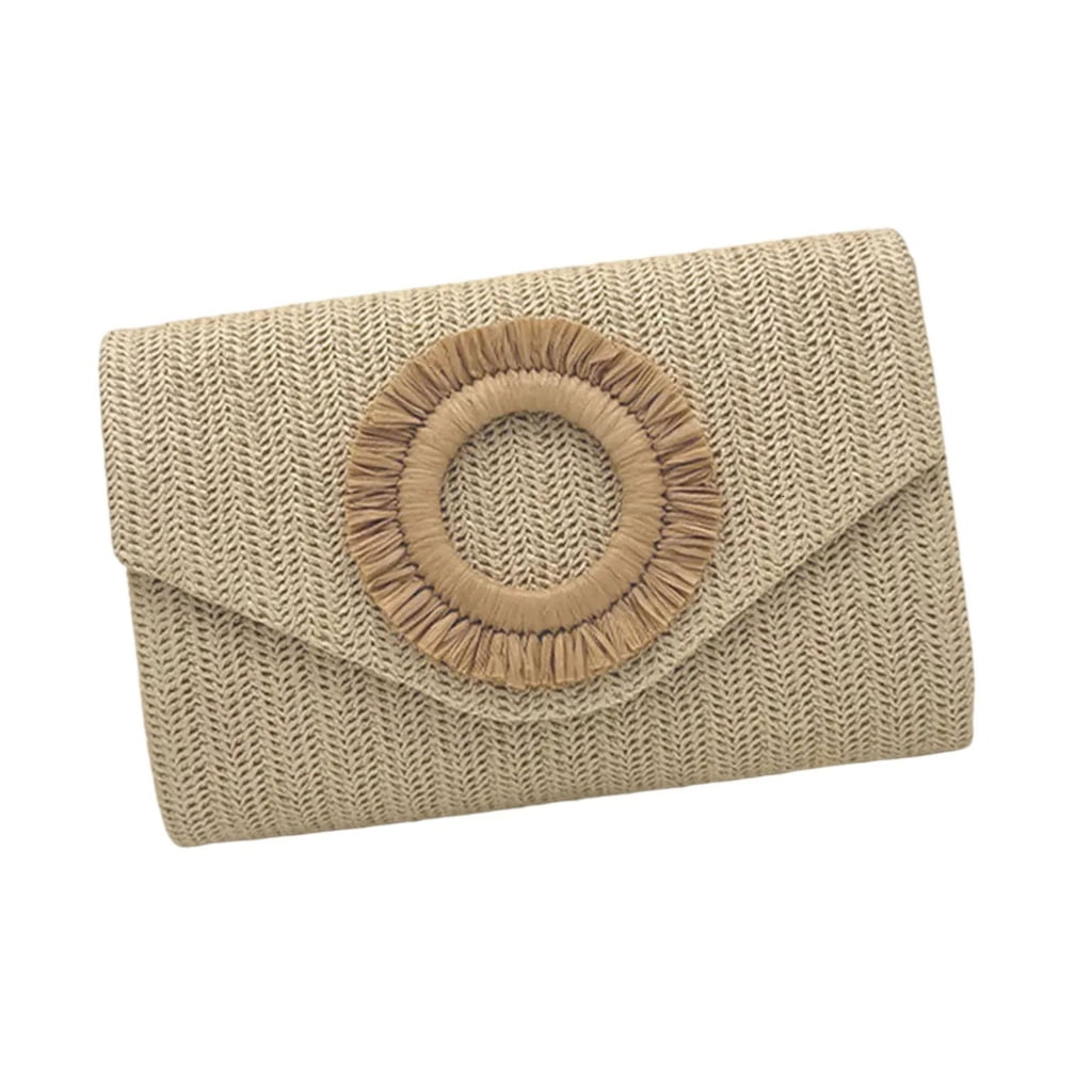 Huhudde Straw Clutches Purse for Women Crossbody Bag Summers Beach Shoulder Bags Envelope Wallet Woven Evening Handbags Gifts