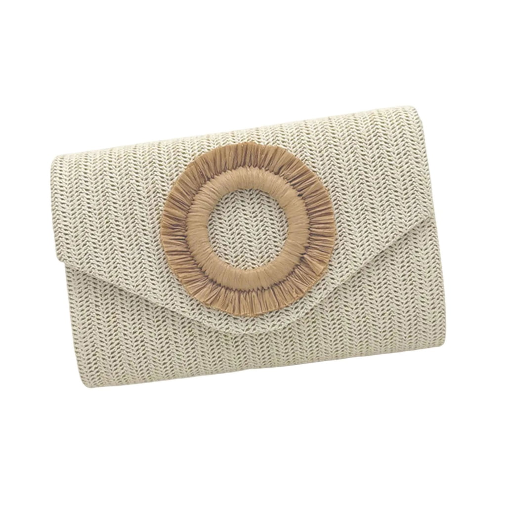 Huhudde Straw Clutches Purse for Women Crossbody Bag Summers Beach Shoulder Bags Envelope Wallet Woven Evening Handbags Gifts