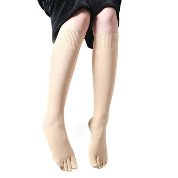 Huhudde Stretchable Toe Separated Over Claf Long Socks For Women Breathable Split Toe Five Finger Knee Length Stockings Hosiery