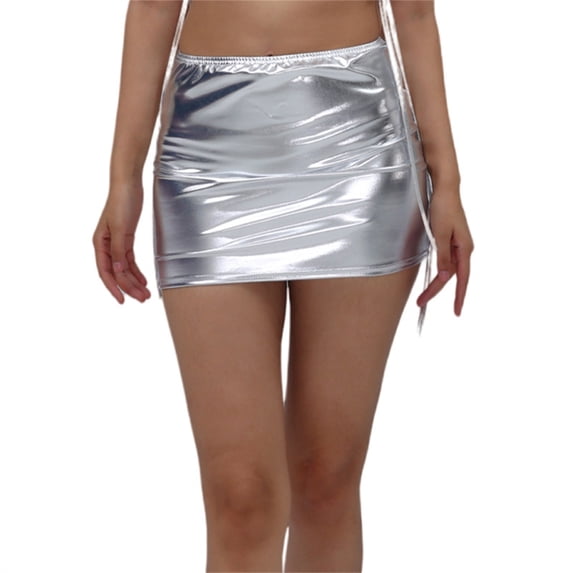 Huhudde Stylish Metallic Skirt for Women Bodycon Design Women's Clubwear Skirt Short Dress Suitable for Various Occasion