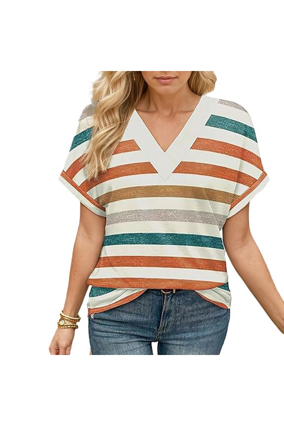 Sweet T-shirts for Womens Girls Summers Casual Top Short Sleeve V Neck T Shirt Loose Casual Blouse Summers Tees Shirt