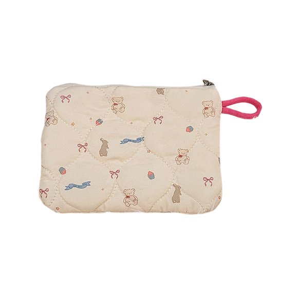 Huhudde Travel Makeup Bag Quilted Cosmetic Bag Cartoon Skincare Organisers Small Zippers Bag Lovely Toiletry Bag Coin Purse