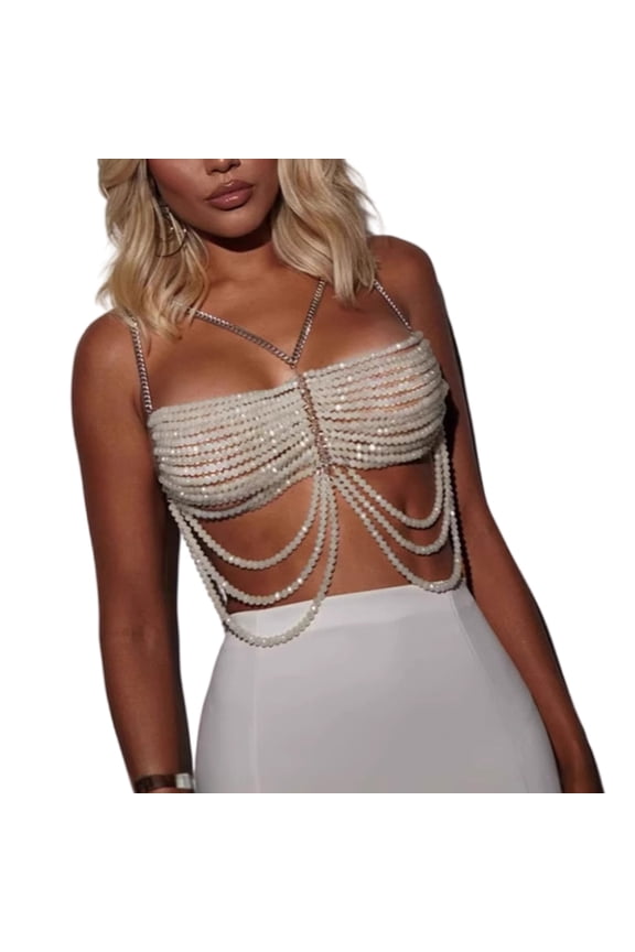 Trendy Chest Chain Necklace Adjustable Body Chain With Detachable Harness For Beach Parties And Dates