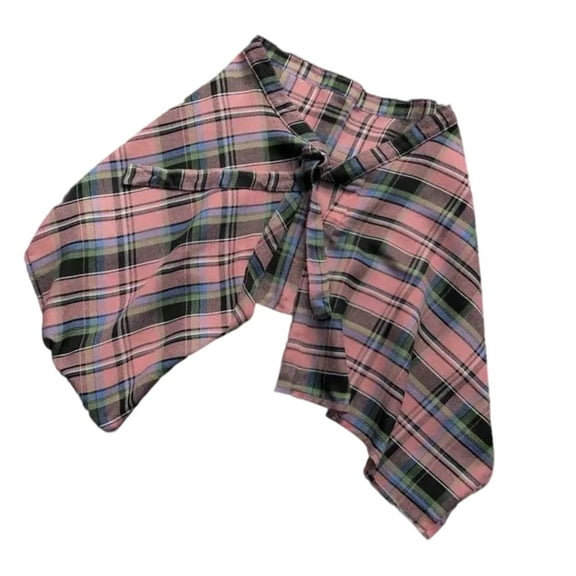 Huhudde Unisex Checkered Layered Short Wrap Skirt Irregular Pleated Apron Skirt Tie Up A Line Hip Scarf Overskirt Shirt Extender