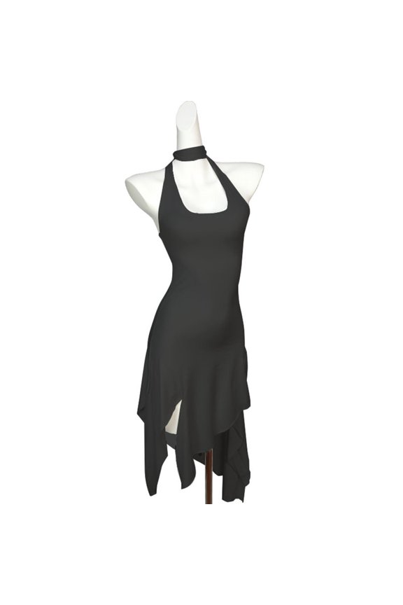 Vintage Animal Print Cocktail Dress Halterneck Tie Sleeveless Backless Asymmetrical Bodycon A Line Long Dress for Women