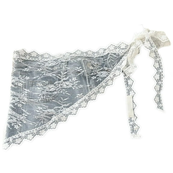 Huhudde Women Aesthetic Layering Wrap Skirt Flower Lace Triangular Hip Covering Short Apron Skirt Tie Up Sarong Scarf Capelet