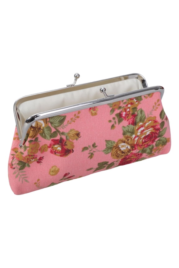 Women Girl Canvas Change Purse Change Pouches with Kiss Clasp Coin Purse Floral Coin Wallet for Daily Evening Party