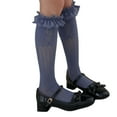 thumbnail image 1 of Huhudde Women Knee Highs Stocking Hollow out Calf Socks Fishnets Stockings Sheer Trouser Socks Ruffle Frilly Knee Highs Socks, 1 of 21