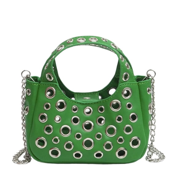 Huhudde Women Shoulder Bag Hollow Rivets Messengers Bag PU Leather Handbag Creative Crossbody Bag Trend Purse for Daily