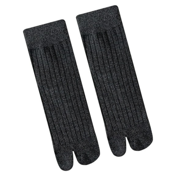 Huhudde Women Split Toe Socks Cotton Middle Calf Two Toe Separator Design Friction Ribbed Texture Spring Autumn Socks