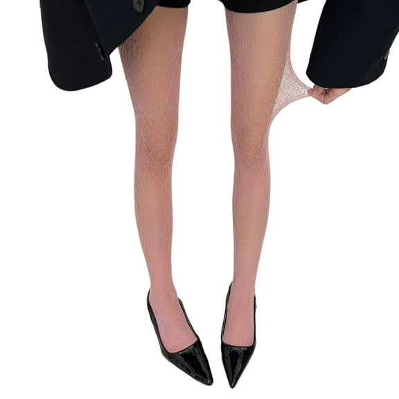 Huhudde Women's Floral Lace Fishnets Tights High Waist Sheer Pantyhose for Parties Club Raves Outfits