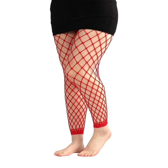 Huhudde Women's Footless Thigh High Stockings High Waist Pantyhose Mesh Wide Tights Net Footless Leggings Streetwear