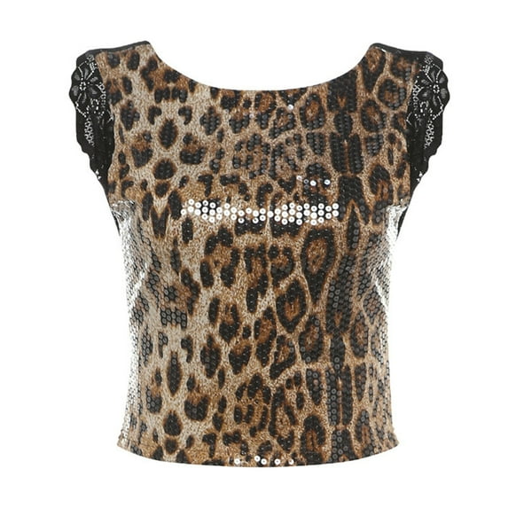 Huhudde Women's Low Waist Shorts with Sequins And Leopards Pattern Evening Party Outfit Streetwear Great For Nightclub Outfits
