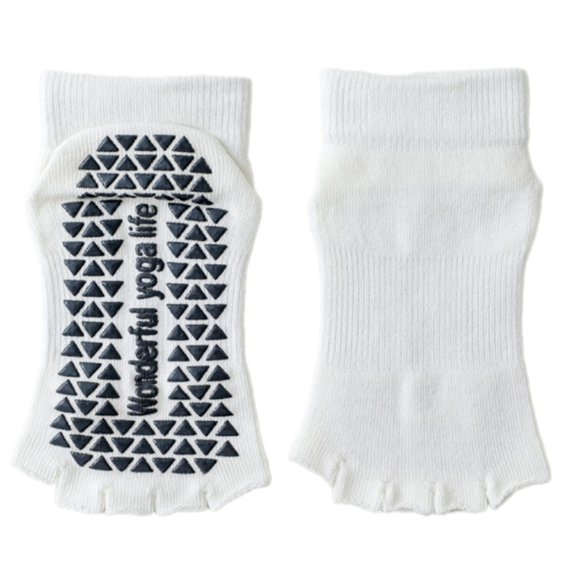 Huhudde Women's Nonslip Split Toe Workout Socks Elastic Cuffs Antiskid Design Quick Dry Cotton Ankle Socks for Ballet Training