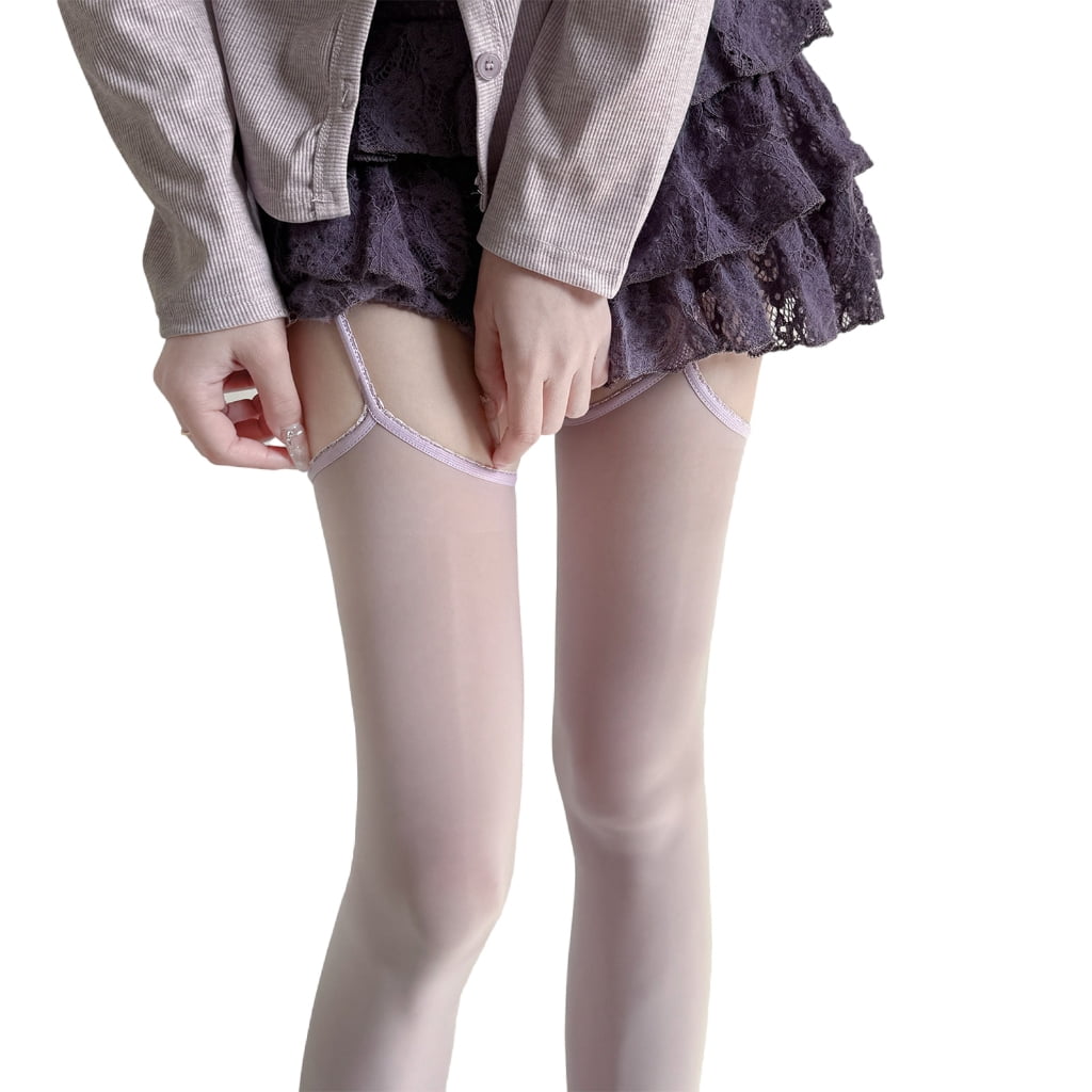 ACSUSS Women Glossy Thigh-High Stockings Tights Suspender Pantyhose For Valentine's Day - One Size