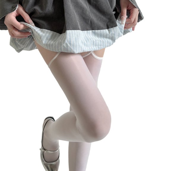 Huhudde Women's Oil Glossy Pantyhose Nylon Silk Stockings Thigh High Stockings Tights Suspender Pantyhose Garter Belt Tights