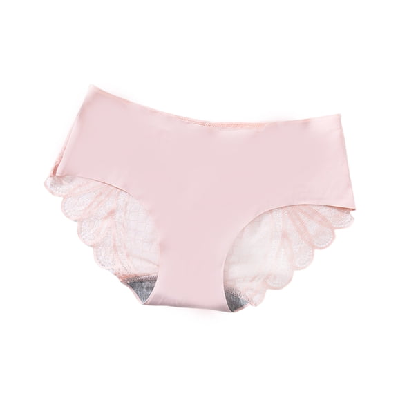 Huhudde Women's Silk Underwear Briefs Low Waist Hipsters Panties Stretch Seamlesses Bikinis Briefs Tummy controls Lace Panties