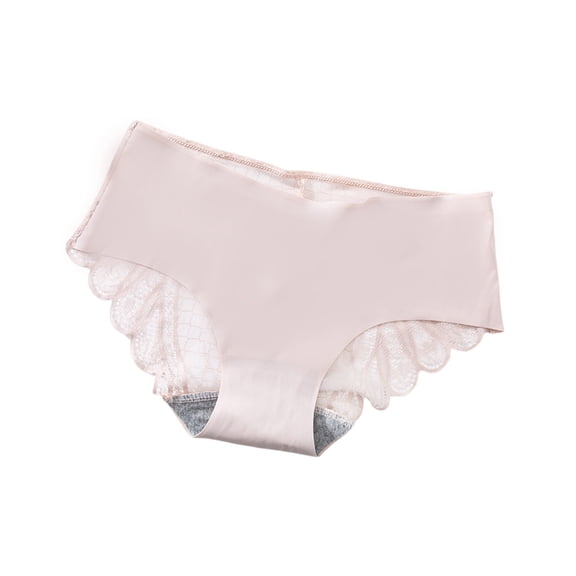 Huhudde Women's Silk Underwear Briefs Low Waist Hipsters Panties Stretch Seamlesses Bikinis Briefs Tummy controls Lace Panties