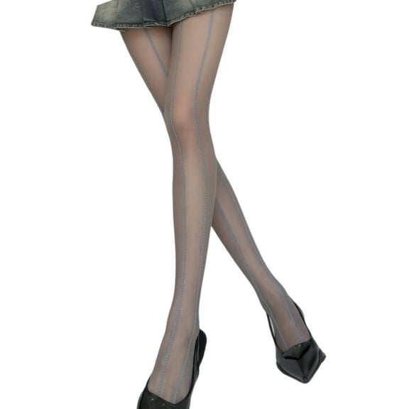 Huhudde Women's Stretchable Sheer Tights With Vertical Striped Weave Detailing Pantyhose For Dance Gym And Casual Outfits