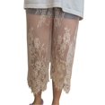 thumbnail image 1 of Huhudde Womens See Through Flower Lace Capris Leggings High Waist Sheer Mesh Cropped Pants Straight Leg Pettipants Half Slip, 1 of 20