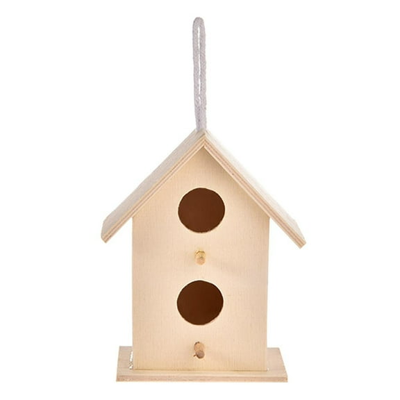 Huhudde Wooden Bird Nest with Perch for Outside Unfinished Bird Houses to Paint for Kids