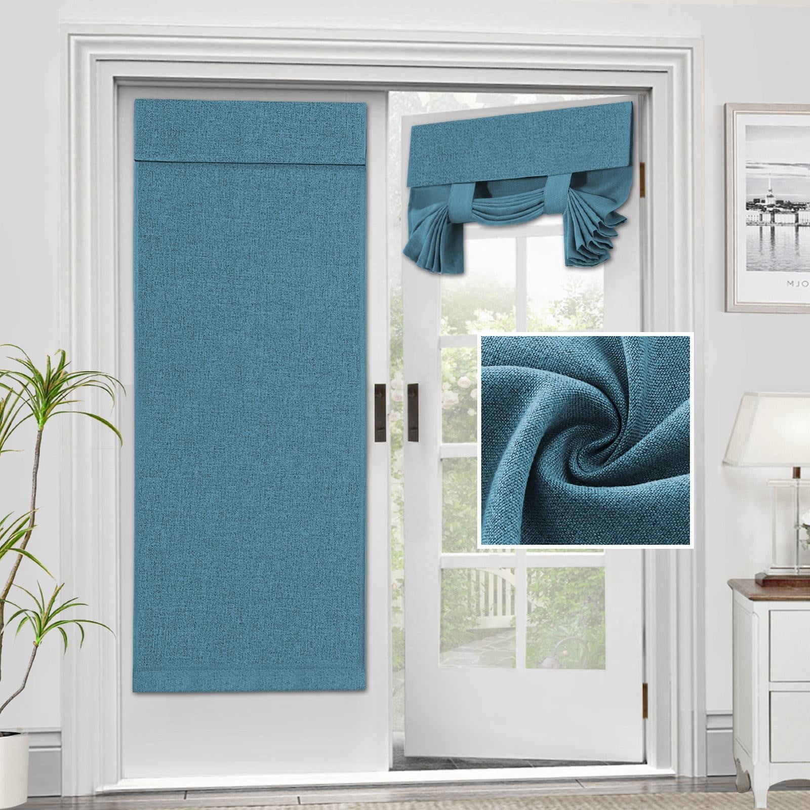 French Door Curtain – Linen Texture, 26x68 Inch, Grey, Waterproof & Room Darkening - View #3