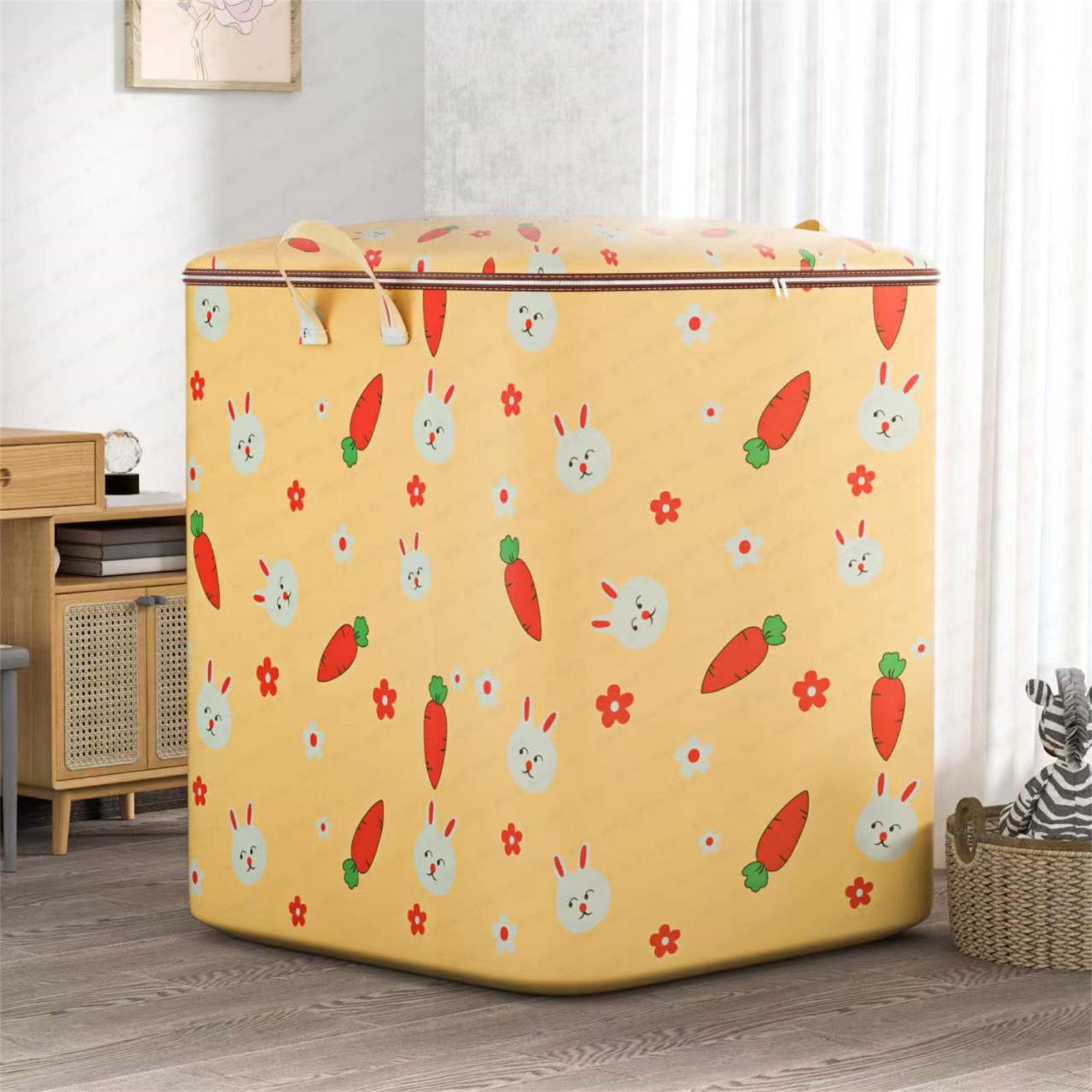 Lazeny Laundry Basket With Elephant Pattern - Large Toy Storage Organizer, Thickened Cotton With Handles (Elephant) - View #9